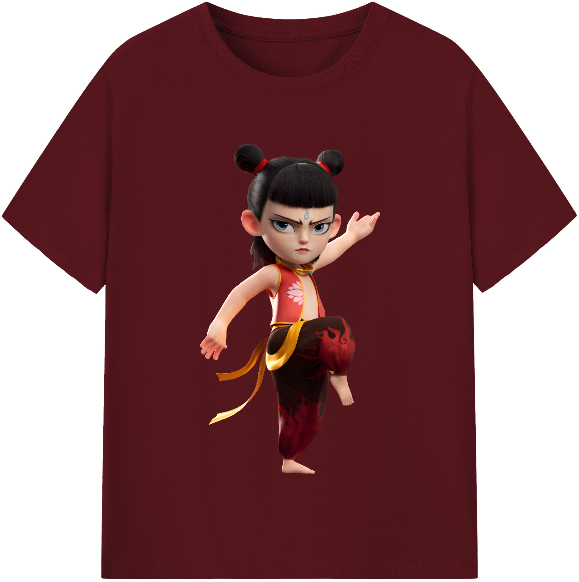 （画像用） Ne Zha 2 ナタ 魔童の大暴れ 綿100％半袖Tシャツ（フロントプリント）